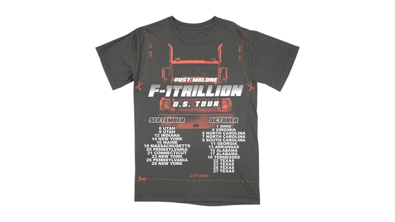 Post Malone F-1 Trillion Diy Cut Out Tee Charcoal