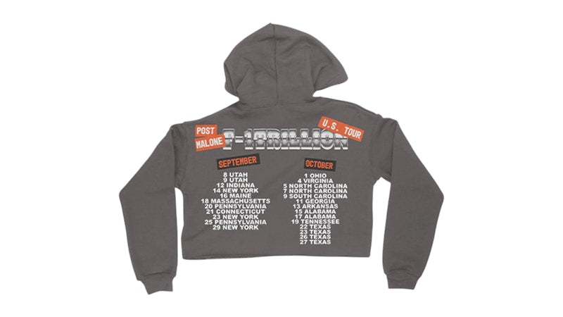 Post Malone F-1 Trillion Tour Crop Hoodie Charcoal