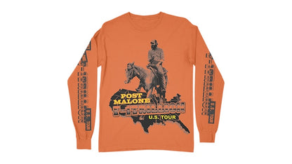 Post Malone F-1 Trillion Tour Horse L/S T-shirt Orange