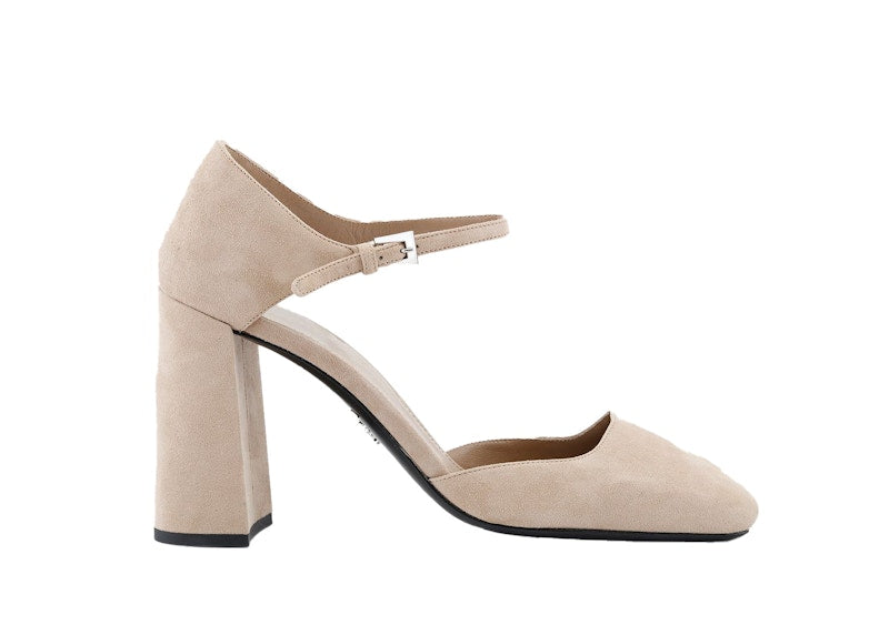 Prada 100mm Square-Toe Pumps Pink Suede