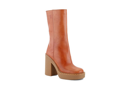 Prada 110mm Platform Boots Brown Leather