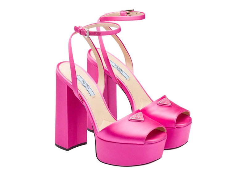 Prada 135mm Platform Sandals Begonia Pink Satin