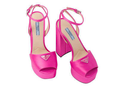 Prada 135mm Platform Sandals Begonia Pink Satin