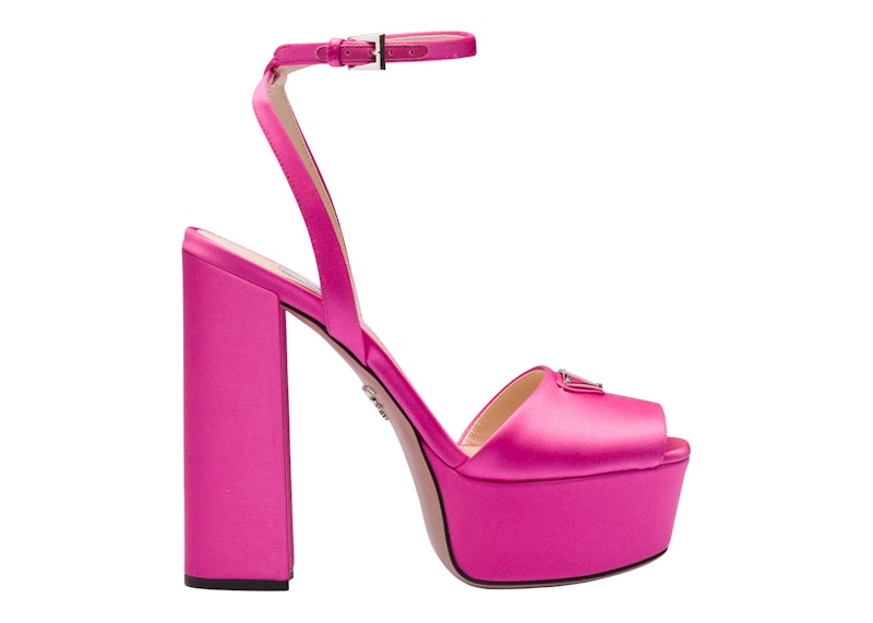 Prada 135mm Platform Sandals Begonia Pink Satin
