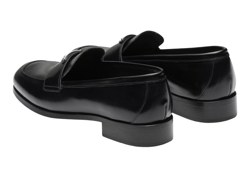 Prada 25mm Penny Loafer Black Brushed Leather