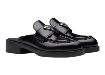 Prada 40mm Mule Black Brushed Leather
