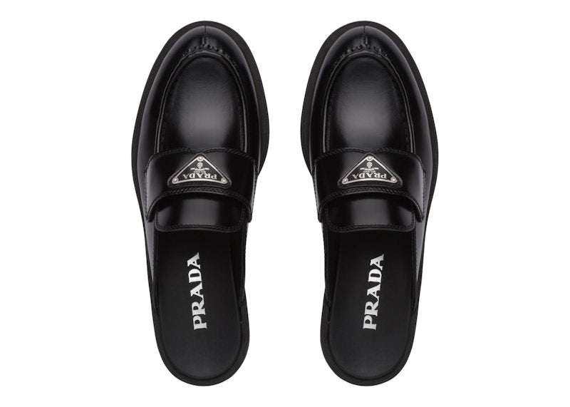 Prada 40mm Mule Black Brushed Leather