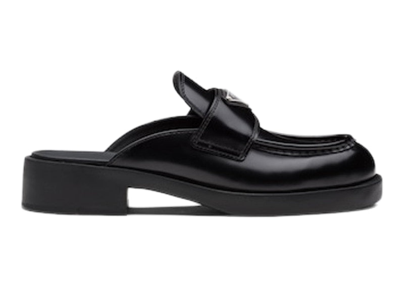 Prada 40mm Mule Black Brushed Leather