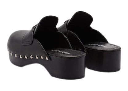 Prada 45mm Studded Clogs Black Leather