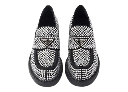 Prada 50mm Crystal Loafer Black Satin