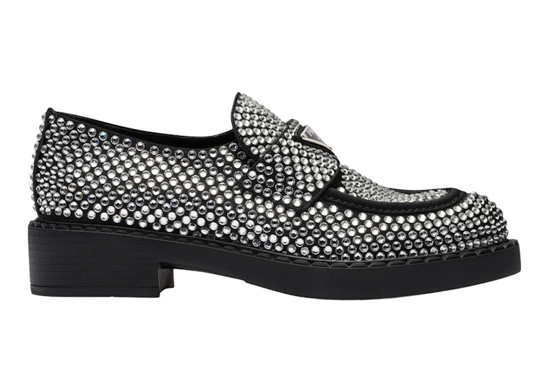 Prada 50mm Crystal Loafer Black Satin
