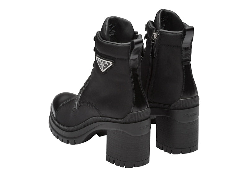 Prada 55mm Laced Booties Black Nylon