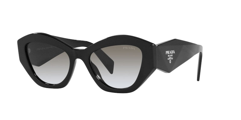Prada Beveled Logo Oval Sunglasses Black/Silver (SPR20Z 1AB-5S0)