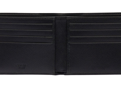 Prada Bi-Fold Wallet Saffiano Leather Nero/Baltico