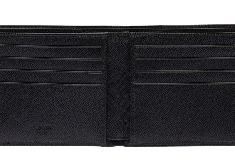 Prada Bi-Fold Wallet Saffiano Leather Nero/Baltico