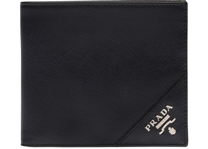 Prada Bi-Fold Wallet Saffiano Leather Nero/Baltico