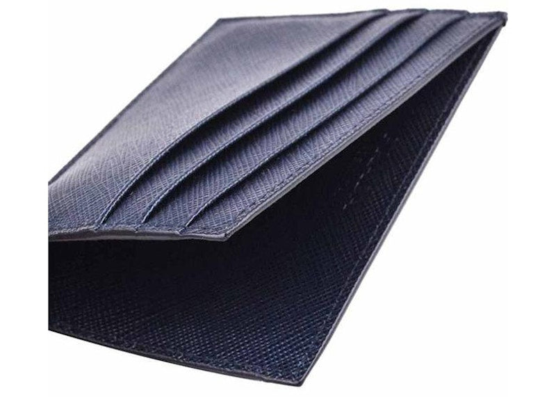 Prada Bifold Card Case (6 Card Slot) Saffiano Leather Navy