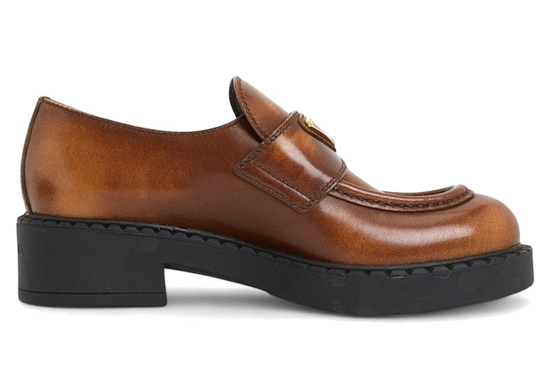 Prada Brushed Leather Loafers Brown (Women's)