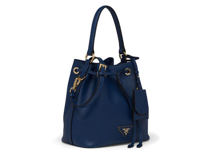 Prada Bucket Bag Saffiano Leather Gold-tone Blue
