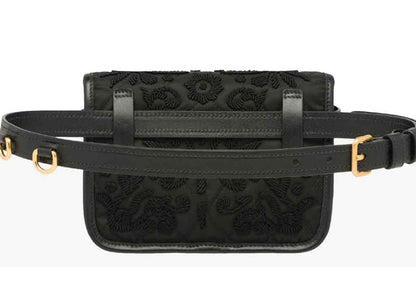 Prada Cahier Belt Bag Embroidered Velvet Black