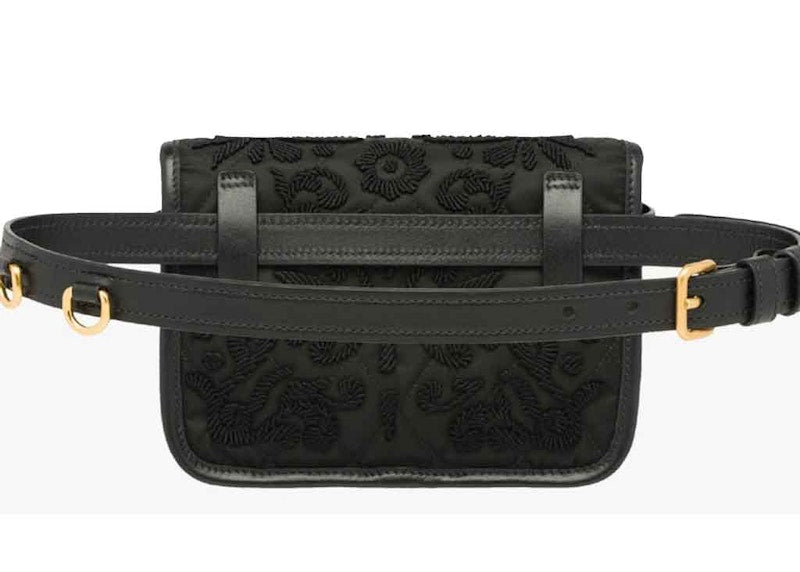 Prada Cahier Belt Bag Embroidered Velvet Black