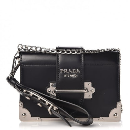 Prada Cahier Convertible Chain Wristlet Black