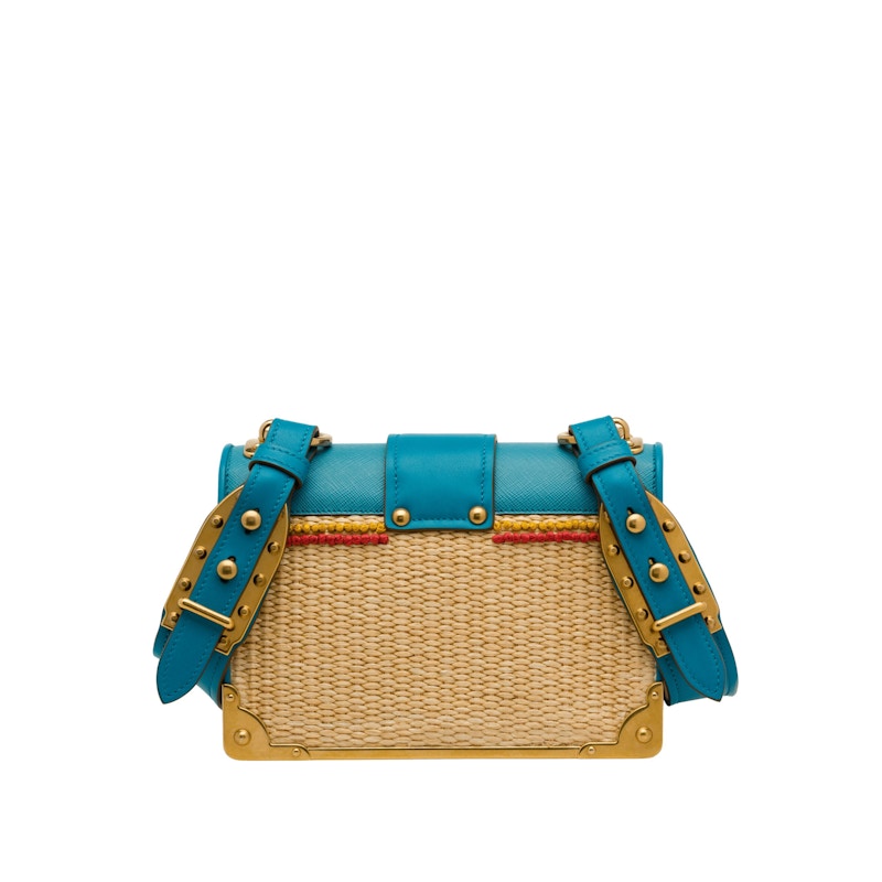 Prada Cahier Floral Straw Blue
