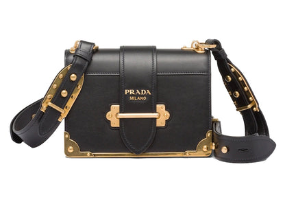 Prada Cahier Leather Bag Black