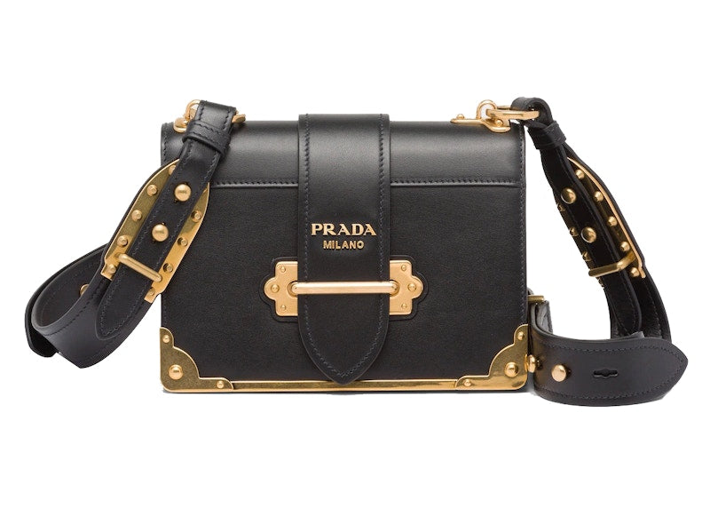 Prada Cahier Leather Bag Black