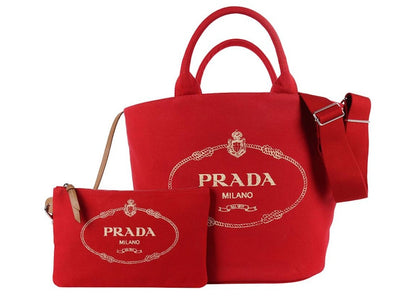 Prada Canapa Tote Red