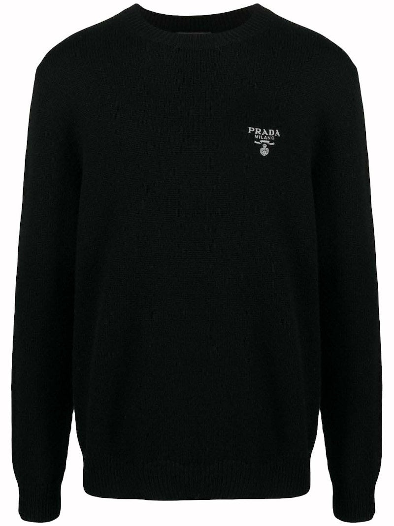 Prada Cashmere Logo Knitwear Black/White