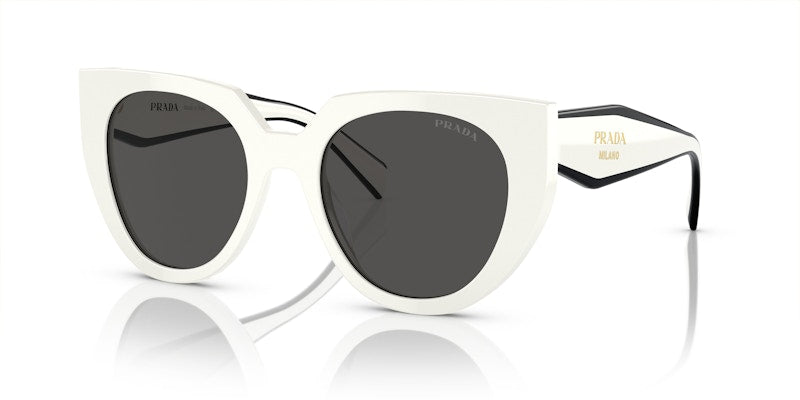 Prada Cat Eye Logo Sunglasses White/Black (SPR14W 142-5S0)