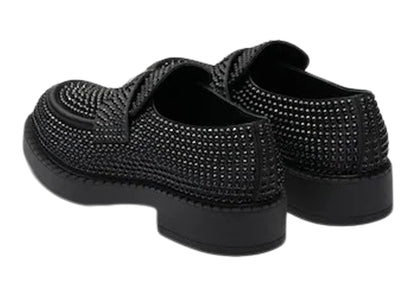 Prada Chocolate 35mm Crystal Loafer Black Satin