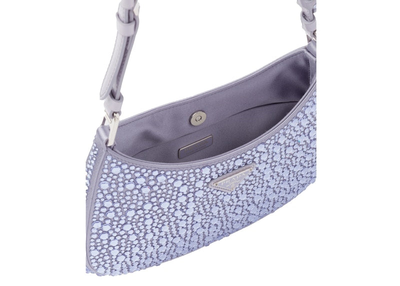 Prada Cleo Satin Bag With Appliques Wisteria