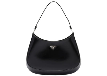 Prada Cleo Shoulder Bag Brushed Leather Black