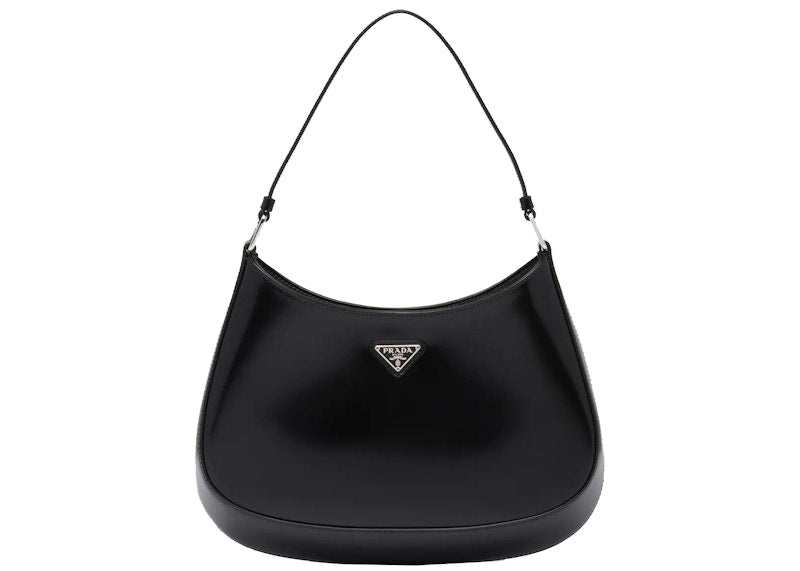 Prada Cleo Shoulder Bag Brushed Leather Black