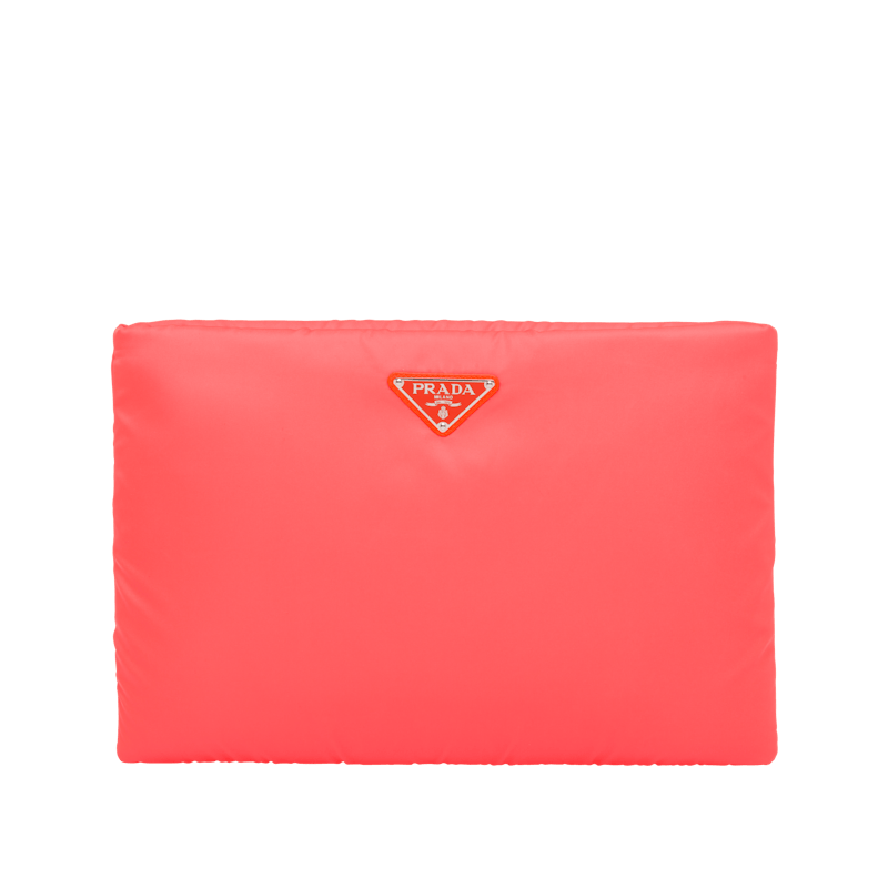 Prada Clutch Padded Nylon Large Orange