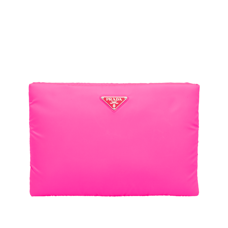 Prada Clutch Padded Nylon Large Pink
