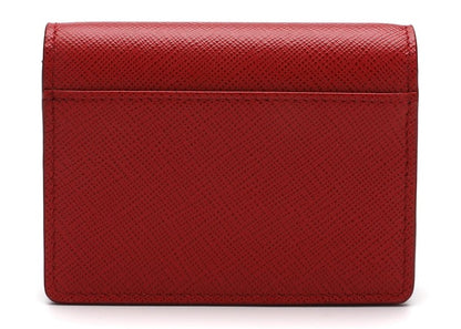 Prada Compact Logo Patch Card Holder Red
