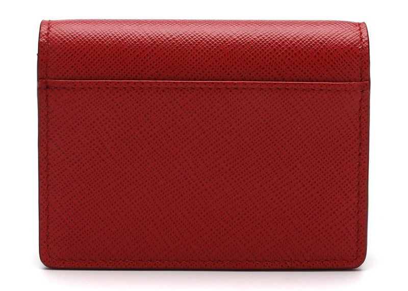 Prada Compact Logo Patch Card Holder Red