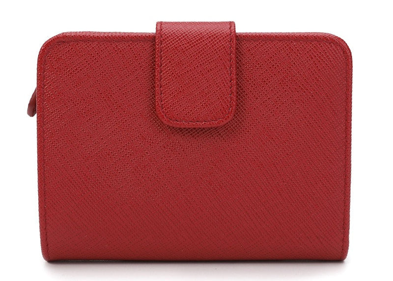 Prada Compact Logo Wallet Red