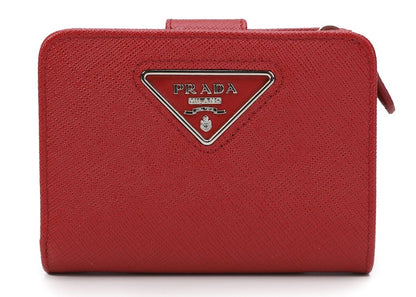 Prada Compact Logo Wallet Red