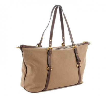 Prada Corda Bruciato Shopping Tote Jacquard Logo Dark Beige