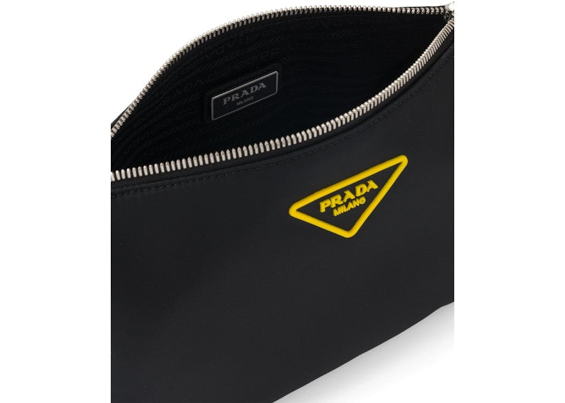 Prada Crossbody Bag Nylon Silver-tone Black/Yellow