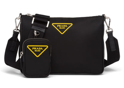 Prada Crossbody Bag Nylon Silver-tone Black/Yellow