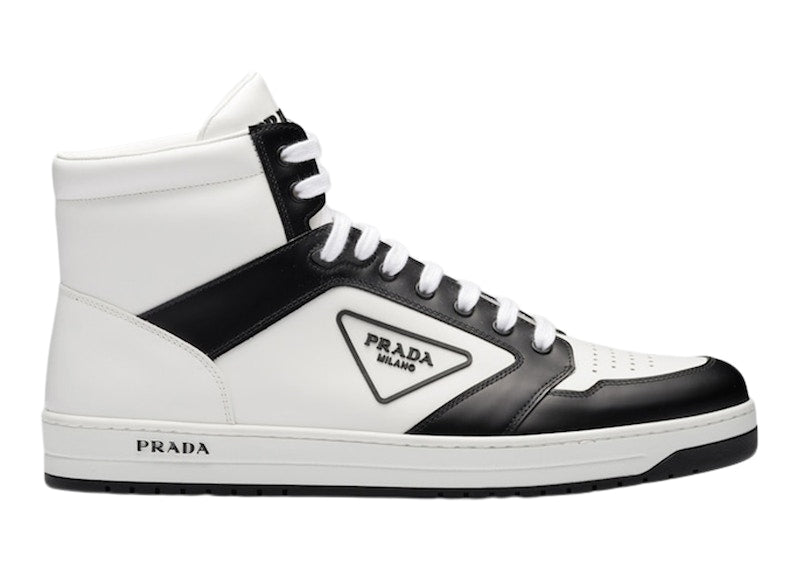 Prada District High White Black White Leather