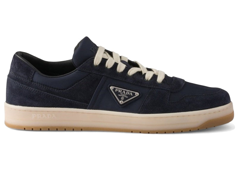 Prada Downtown Low Top Re-nylon and Suede Sneakers Blue