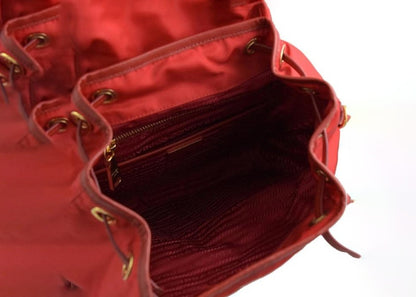 Prada Drawstring Tessuto Rucksack Backpack Red