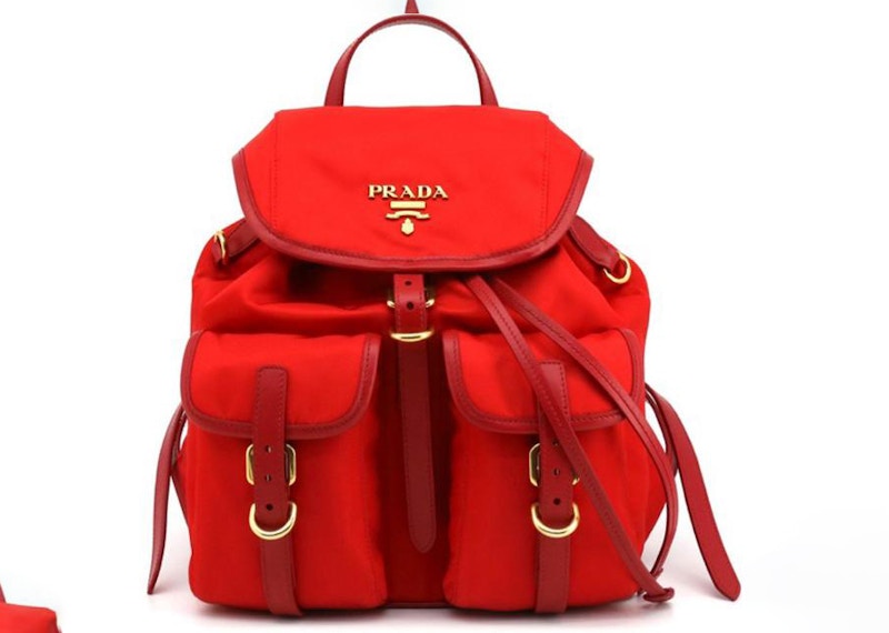 Prada Drawstring Tessuto Rucksack Backpack Red