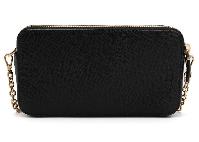 Prada Dual Zip Leather Bag Black